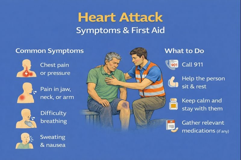 Heart attack symptoms & first aid guide