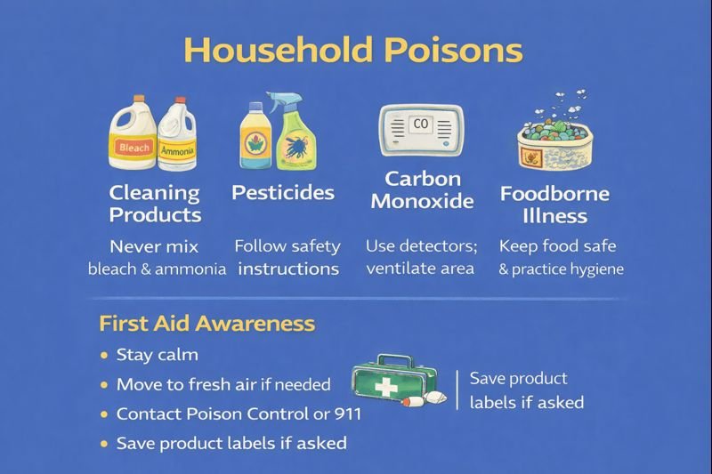 Household poisons and first aid tips