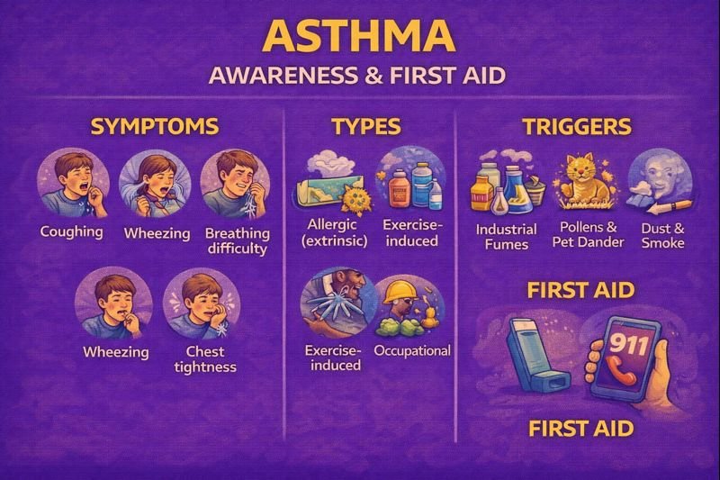 Asthma awareness and first aid infographic