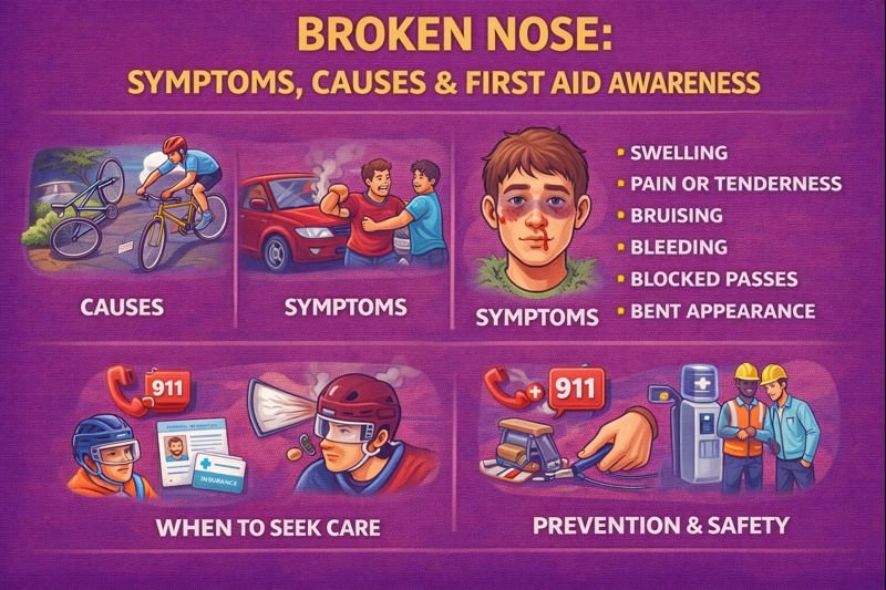 Broken nose causes, symptoms and safety tips