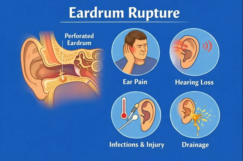 Eardrum rupture causes and symptoms