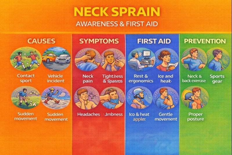 Neck sprain awareness and first aid guide