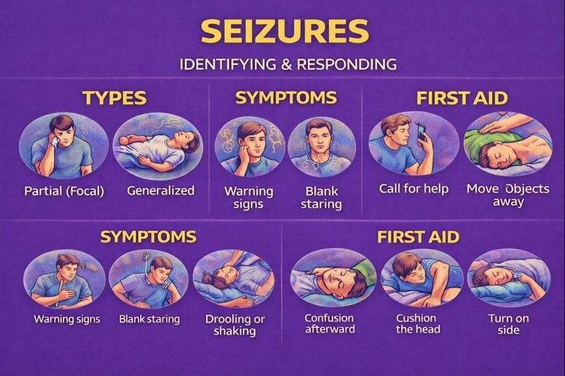 Seizure awareness types, symptoms, first aid