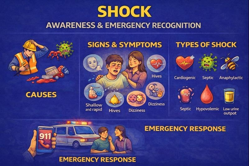 Shock awareness & emergency response infographic