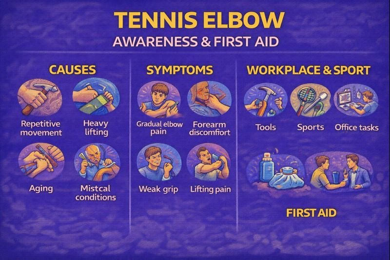 Tennis elbow awareness infographic