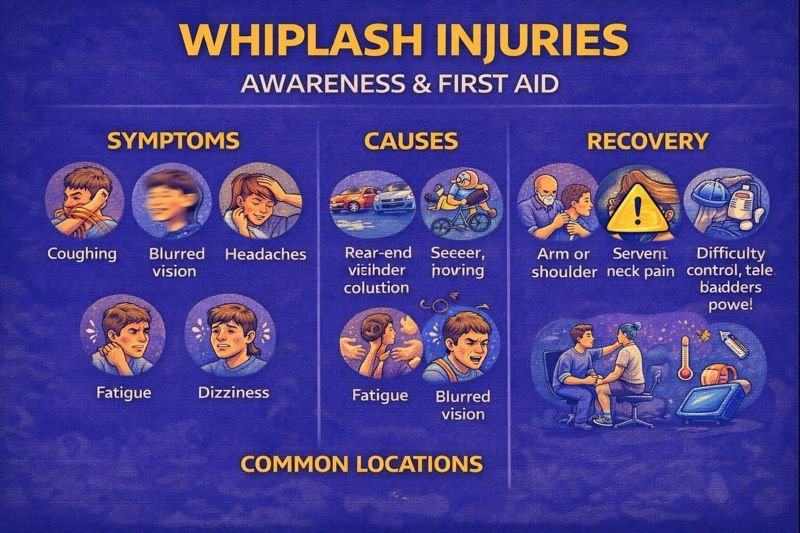 Whiplash injury awareness and first aid