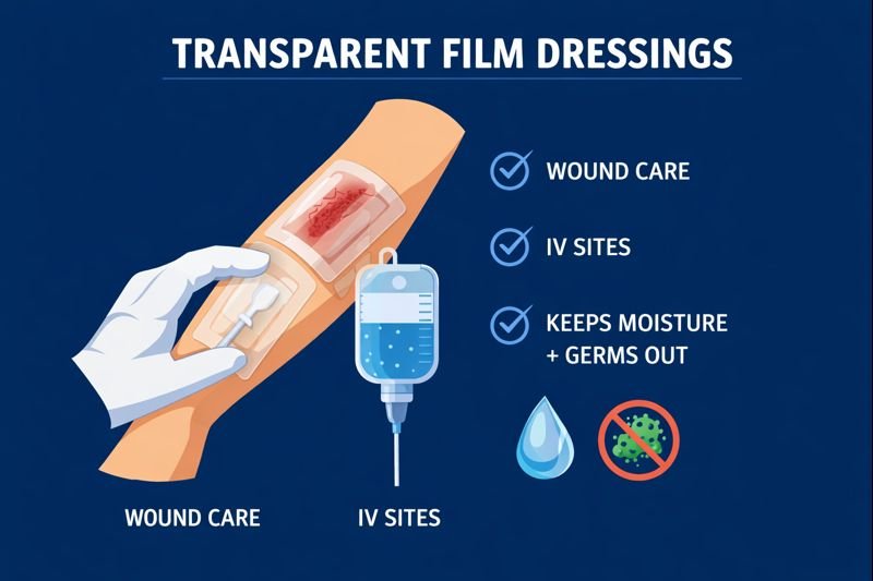 Transparent film dressings in use
