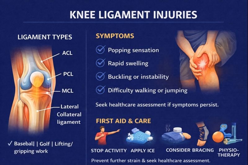 Knee ligament injuries symptoms and care