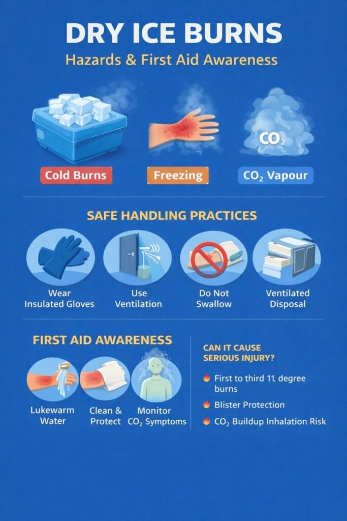 Dry ice burns hazards and first aid