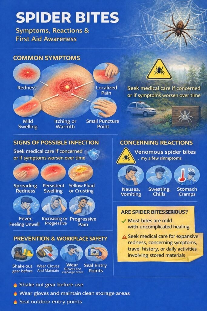 Spider bite symptoms and first aid guide