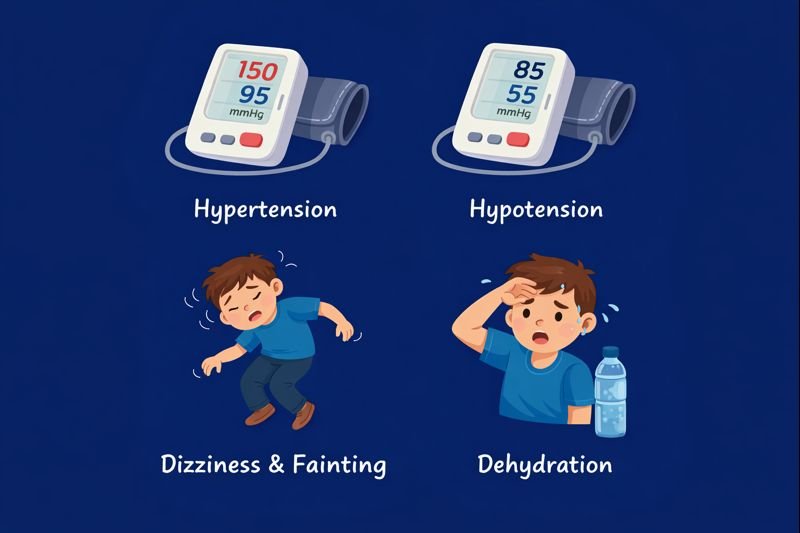 Blood pressure and health symptoms breakdown