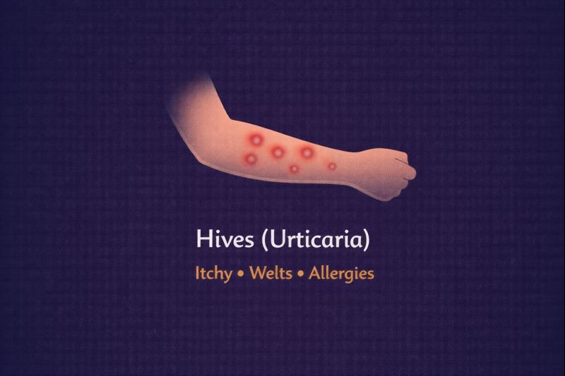 Hives (urticaria) and symptom details