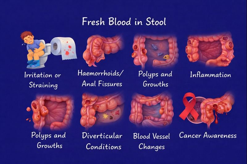 Fresh blood causes in stool explained