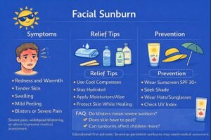 Facial sunburn prevention and relief guide