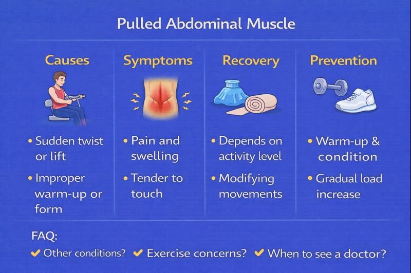 Pulled abdominal muscle infographic