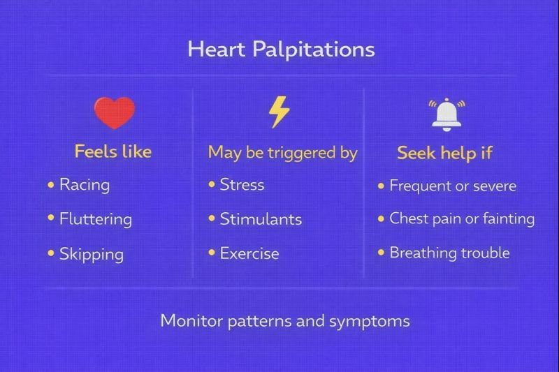 Heart palpitations causes and signs