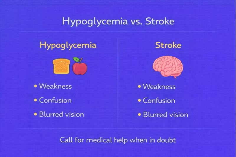 Hypoglycemia vs. stroke comparison