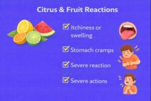 Citrus fruit reactions and symptoms