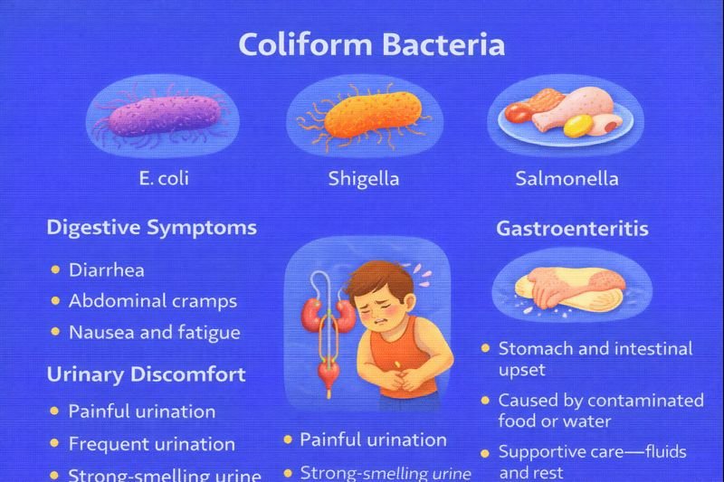 Coliform bacteria and associated symptoms