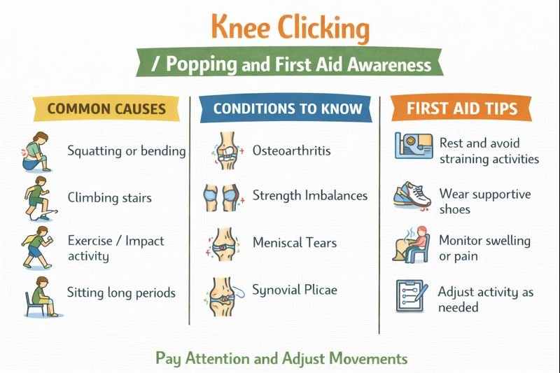 Knee clicking and first aid guide