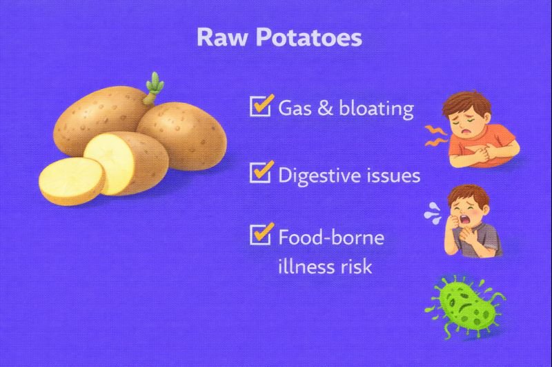 Raw potatoes and health risks infographic