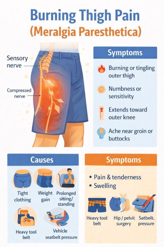 Burning thigh pain infographic