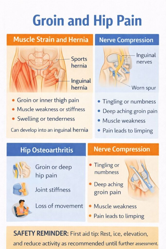 Groin and hip pain infographic