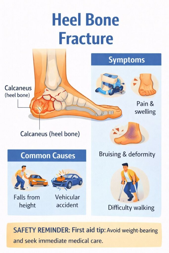 Heel bone fracture infographic