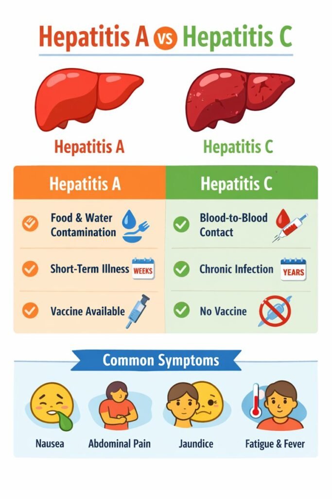 Hepatitis A vs Hepatitis C infographic