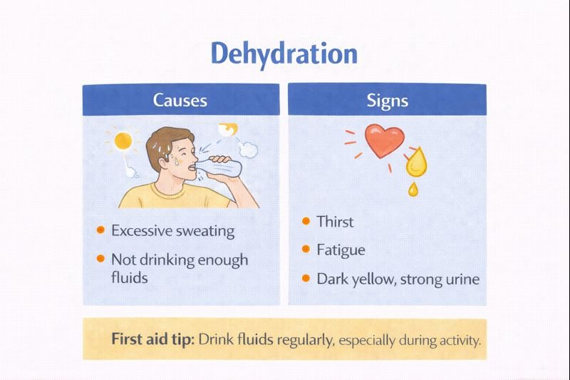 Dehydration causes and signs infographic