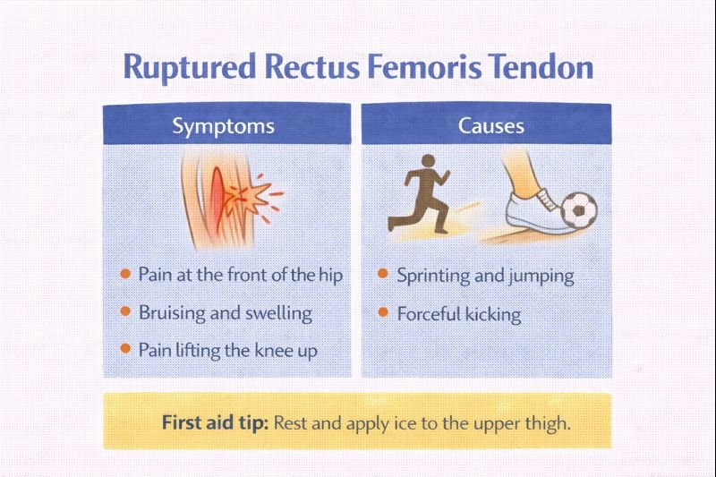 Ruptured rectus femoris tendon infographic