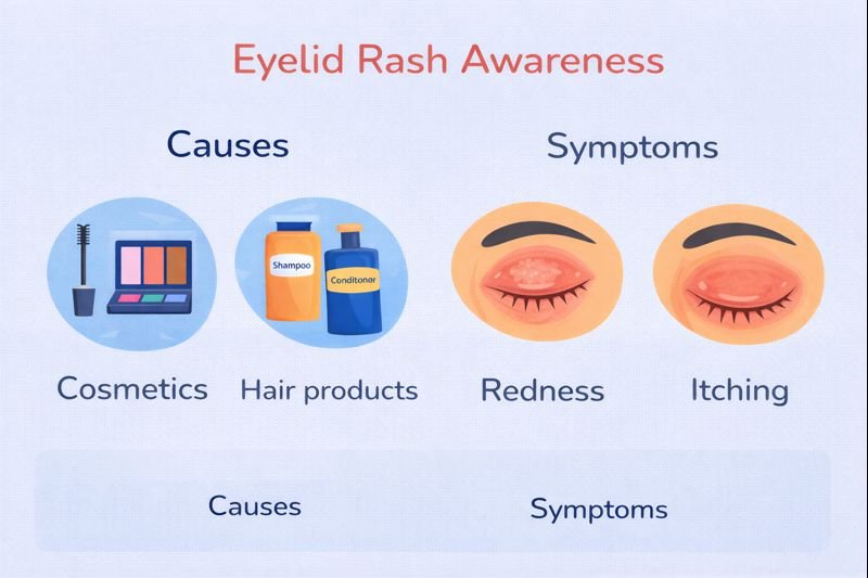 Eyelid rash causes and symptoms infographic