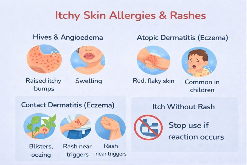 Itchy skin allergies and rashes overview