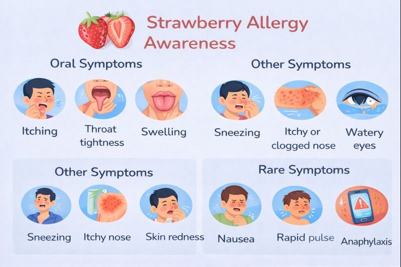 Strawberry allergy awareness infographic