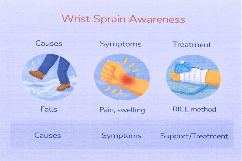 Wrist sprain awareness infographic