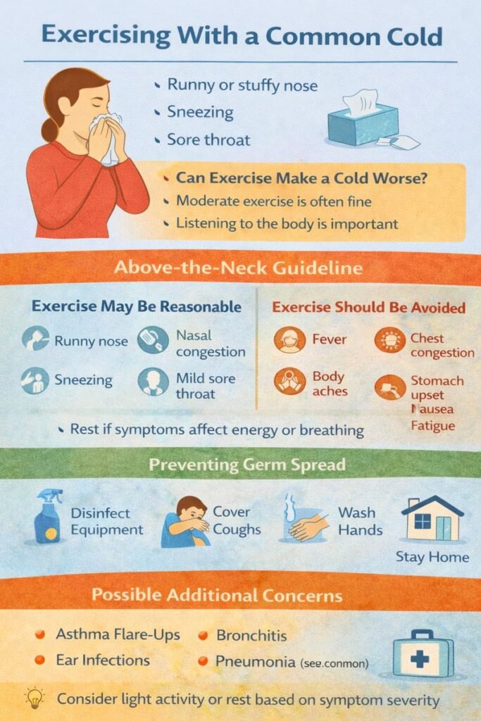 Exercising with a cold infographic
