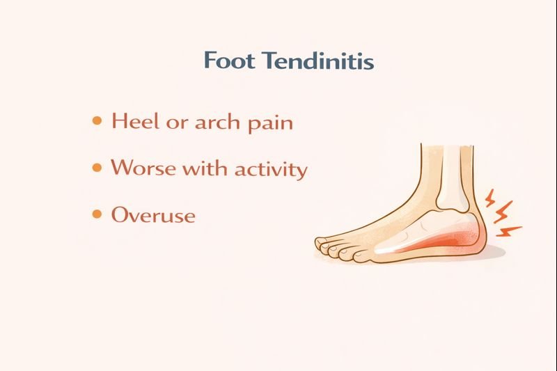 Foot tendinitis educational infographic