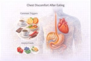 Chest discomfort after meals illustration
