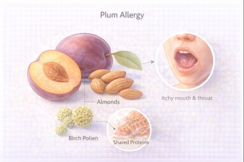 Plum allergy and shared proteins