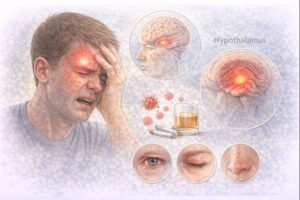 Cluster headache symptom illustration