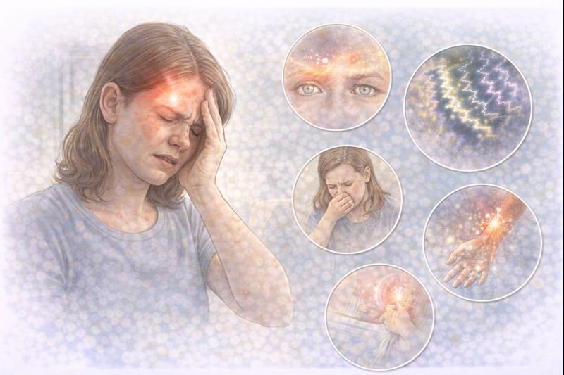 Migraine symptoms and visual auras