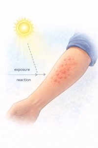 Solar Urticaria reaction on skin