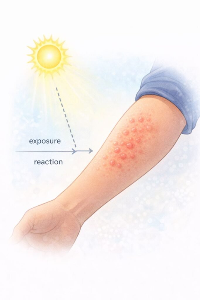 Solar Urticaria reaction on skin