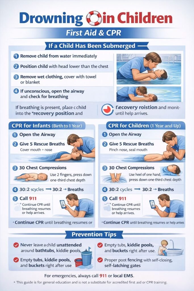 First Aid and CPR for drowning children